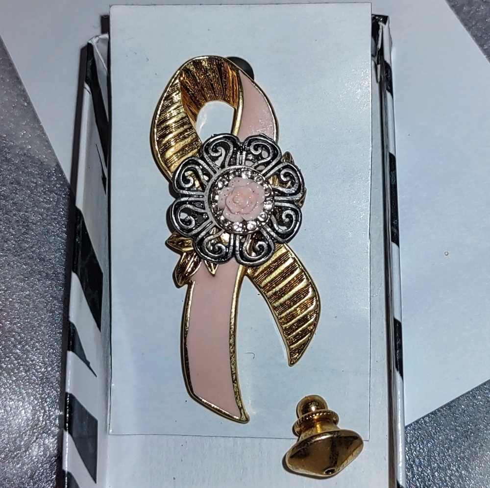 Pink Ribbon Awareness Modified Avon Brooch - Picture 3 of 7